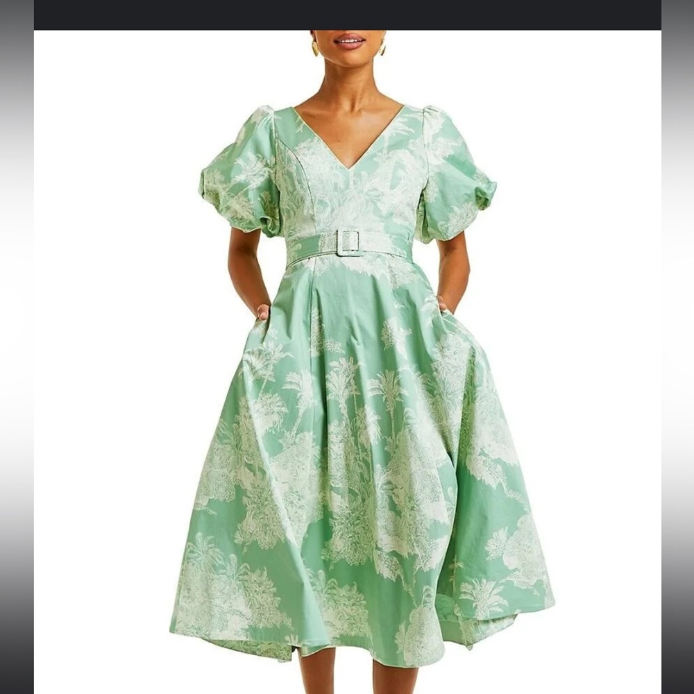 Mestiza Women's Fontina Belted Puff-sleeve Midi-dress - Picture 3 of 5